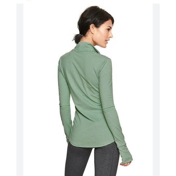 GapFit Women's Green + Gray Stripe Half-Zip Running Pullover Size Medium - Picture 2 of 6